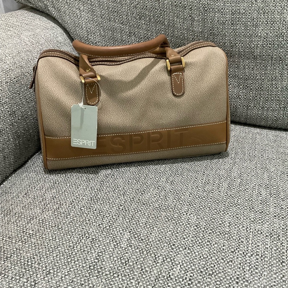 Esprit Beige and Tan Canvas Satchel
